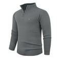 thumbnail image 2 of Men's Cable Knit Sweaters Vintage Long Sleeve Sweater Slouchy Crewneck Pullover for Winter Dark Gray XL, 2 of 4