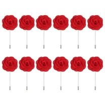 12 Pcs Groom Boutonnieres Rose Boutonnieres Pins 3.5"x1.6" for Wedding Red