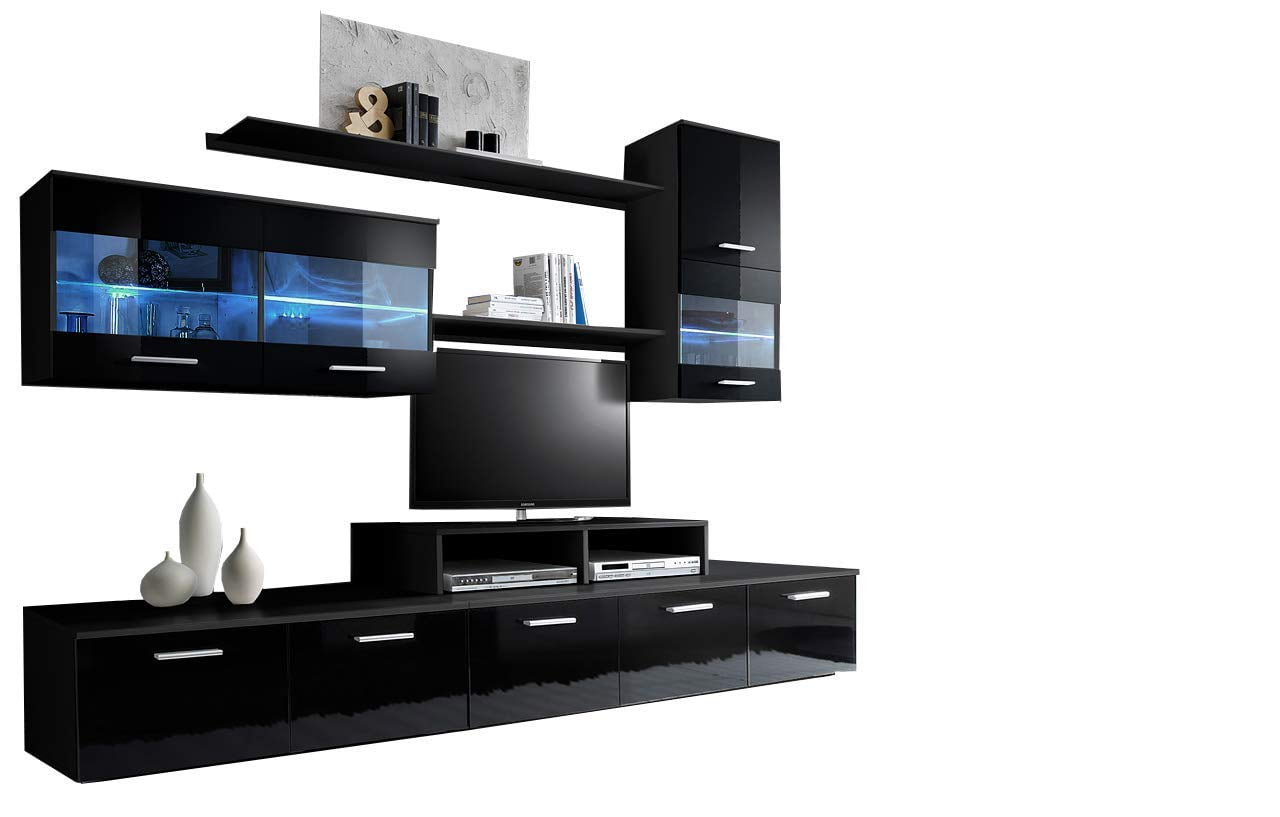 Paris Contemporary Design Wall Unit Modern Entertainment Center Tv Paris Contemporary Design Wall Unit Modern Entertainment Center Tv Stand With Led Lights Black White Com