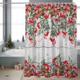 thumbnail image 2 of Shower Curtain 72"W x 96"L Winter Christmas Poinsettia Red Berry Wood Grain Fabric Shower Curtains Set with Hooks Water Repellent Bathroom Curtains Machine Washable Bathroom Accessories, 2 of 7