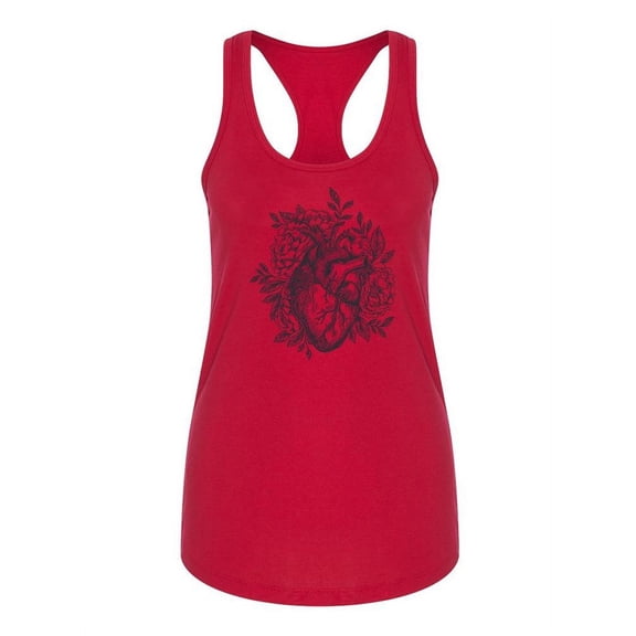 Human Heart And Flowers Racerback Tank Women -Image by Shutterstock, Female XX-Large