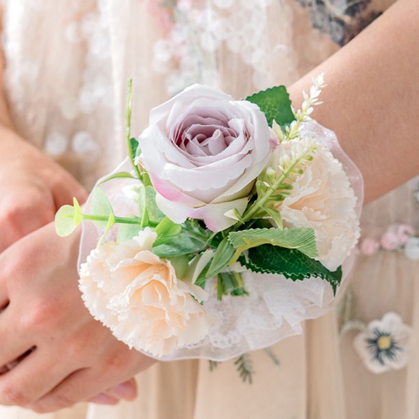 Flor de muñeca para novia, dama de honor, padrino, acento floral rosa, ajuste ajustable, diseño elegante, decoración para fiesta de boda, accesorio de muñeca, arreglo floral elegante