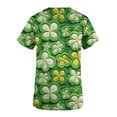 thumbnail image 3 of TIMIFIS Green V-Neck Scrub for Women Summer Scrub Tops Workwear Nursing Scrub Shirts Printed Short Sleeve Uniform Scrub Tops with Pockets - Spring/Summer, 3 of 4