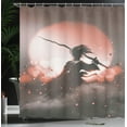 thumbnail image 4 of Ambesonne Japanese Shower Curtain, Samurai Japan, 69"Wx75"L, Salmon Umber, 4 of 5