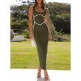 thumbnail image 3 of Faithtur Robe Longue Moulante pour Femmes, Patchwork, Sans Manches, Robe Camisole, Été, Dos Nu, Fente, Robe de Soirée, 3 of 7