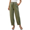 thumbnail image 3 of Manxivoo Women's cotton linen high-waisted wide-leg barrel pants (loose fit) for summer, with pockets, suitable for casual and home wear, 3 of 9