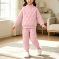 thumbnail image 3 of Taqqpue Toddler Girls Solid Color Sweatshirt Casual Pants Set 0-10T | Long Sleeve Crewneck Pullover Tops + Joggers,Girls Sweatsuits, Cute 2Pcs Infant Fall Winter Keep Warm Fleece Outfits for Kids, 3 of 10
