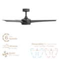 thumbnail image 3 of Velocity 52in 3-Blade Smart Ceiling Fan 2700K-6000K CCT Tunable Range LED Light Kit in Matte Black with Remote Control Works With iOS or Android App, 3 of 10