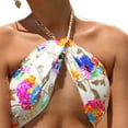 thumbnail image 2 of Sequined Chain Halter-Neck Bustier Wrapped Tube Tops Women Back Tie Up Tank Tops Crop Pink M, 2 of 5
