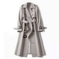thumbnail image 3 of Trench Coat Women Double Windproof Classic Lapel Belted Long Outerwear Overcoat with Belt White, XXXL, 3 of 3