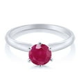 thumbnail image 2 of Gem Stone King 14K White Gold Red Ruby Women Engagement Solitaire Ring (1.00 Cttw, Round 6MM, Gemstone Birthstone, Available in Size 5,6,7,8,9), 2 of 6
