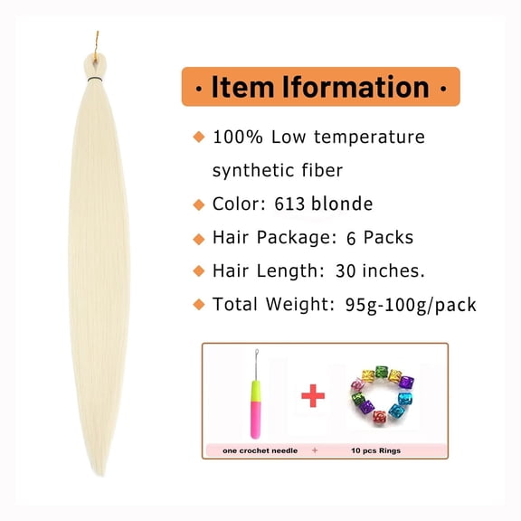 WEIF-Braiding Hair Pre Stretched 6packs 30 inch 613 Blonde Braiding Hair EZ Braid, Long Braids for Black Women Hot Water Setting Hair Extensions for Braids