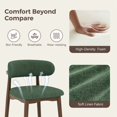 thumbnail image 5 of Hawsaiy Counter Height Bar Stools Set of 4, 26" Solid Wood Barstools with Curved Back, Upholstered Fabric Seat & Metal Footrest, Mid-Century Modern Kitchen Island Chairs, Green, 5 of 12