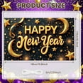 thumbnail image 2 of Gold Colored Happy New Year Banner Starry Pattern New Year Display Crescent Moon Design Firework Elements Festive Backdrop for New Year Party Indoor Celebration Holiday Event, 2 of 9