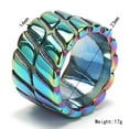 thumbnail image 2 of PAMTIER Men's Stainless Steel Vintage Cool Hip Hop Pipe Cut 14MM Wide Chunky Twist Chain Stripe Pattern Biker Ring Rainbow Size 7, 2 of 5