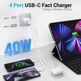thumbnail image 4 of Bloque de carga TT&C de 40 W, 4 puertos USB C PD+QC para iPhone y Galaxy, 4 of 7