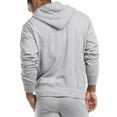 thumbnail image 3 of Men's Fleece Hoodie Full Zip Cotton Lightweight with Pockets Sweatshirt Tops S-3XL Solid Zipper Lined Long Sleeve Menswear Sweaters Spring Outdoor, 3 of 4