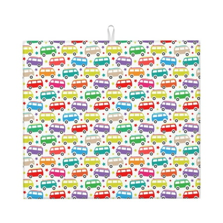 

Matuu Colorful Bus for Dish Drying Mat for Kitchen Counter for Kitchen and Dining Kitchen Counter Accessories 16 x18