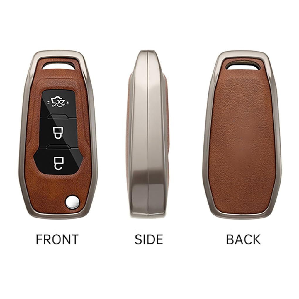 3-Button Car Key Bag Fit for Ford Flip Folding Key Remote Key Fob Cover for EcoSport Escort Explorer F-150 F-250 F-350 F-450 F-550 Super Duty Mondeo Ranger Titanium Car Accessories