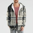 thumbnail image 1 of LOVZFMLL Jackets for Men's Check Print Pocket Long Sleeved Pocket Button Hooded Casual, 1 of 5