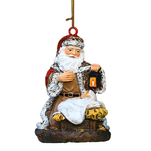 Bewildely Lámpara de sujeción de Papá Noel, adorno colgante para árbol de Navidad, linterna de Papá Noel, decoración de Navidad, amigos, familia, Tratamientos de ventanas Bewildely HA018876-00