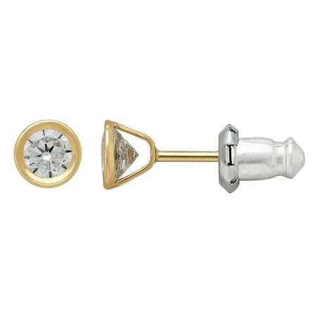 Bezel-Set Cubic Zirconia 14kt Yellow Gold Stud Earrings