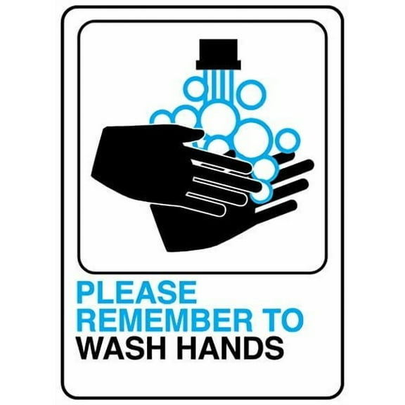 Hy-Ko Please Wash Hands Sign - Plastic Info Graphic - 5 in x 7 in, Multicolor