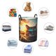 thumbnail image 4 of Balery Cool Cat Driving Sunset Cesta de ropa redonda con asas, impermeable, independiente, para ropa, juguetes, dormitorio y familia-Medium, 4 of 6