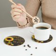 thumbnail image 3 of Leather Coasters with Heat-resistant for Drinks, My Mind Sunflower -标题2 Round Shape, 3 of 5