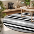 thumbnail image 3 of Round Area Rugs 5Ft, Black Gray Striped Non-Slip Washable Circle Rugs Carpet, Contemporary Minimalist Lines Art Indoor Outdoor Rug Floor Mats Throw Runner for Bedroom Living Room Bathroom, 3 of 8