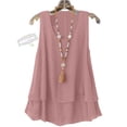 thumbnail image 4 of VEKDONE Womens Summer Linen Tank Tops Loose Fit Layered Pleated Tunics Sleeveless Scoop Neck Swing Beach Tanks Solid Color Lightweight Pullover Vest Watermelon Red XXL, 4 of 7