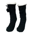 thumbnail image 2 of Jumpingount Calcetines tipo pantuflas, transpirables, con forro polar, para invierno, con mango de goma de silicona, para dormir, lindos, clásicos, peludos, Medias Negro Jumpingount AP009581-01, 2 of 6