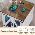 thumbnail image 4 of Blotout Farmhouse End Table with LED Light&Charging Station, 24" Large Sofa Side Table, Mesh Barn Door, Adjustable Storage Shelf, Rustic Wood Square Nightstand for Living Room, Bedroom, Office, 4 of 7