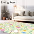 thumbnail image 2 of ODIKA 8'x10' Machine Washable Non-Slip Area Rug, Whimsical Pastoral Charm Featuring Playful Sheep and Floral Motifs High Traffic Rug with Pad, Ivory, 744130, 2 of 8