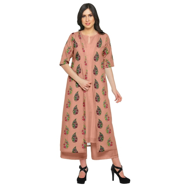Moomaya Ensemble Kurta Pakistanaise et Veste Palazzo pour Femmes Tenue Indienne Vêtement Ethnique