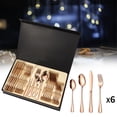 thumbnail image 3 of Juego de 24 cubiertos, cuchillo para servir, tenedor, cuchara, vajilla, paquete de regalo, reutilizable Zulema  tenedor cuchara de cena, 3 of 7