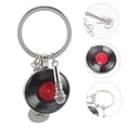 thumbnail image 6 of TEHAUX Retro Music Keychain with Metal Vinyl Record and Microphone for Decoration, 6 of 8