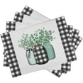 thumbnail image 3 of Spring Leaf Placemats Set of 4 Linen Eucalyptus Leaf Black White Buffalo Check Place Mat Washable Non-Slip Heat Resistant 12×18 Inch Thick Place Mats Decorative Fabric Table Mat for Dining Table, 3 of 6
