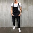 thumbnail image 6 of MHFRRA Mens Bootcut Jeans Men's Overall Casual Jumpsuit Jeans Wash Broken Pocket Trousers Suspender Pants Size XL, 6 of 8