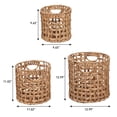 thumbnail image 3 of happimess BSK2033A-3SET Lasuna Coastal Bohemian Water Hyacinth Handwoven Checker Weave Nesting Baskets with Handles, Natural (Set of 3), 3 of 6