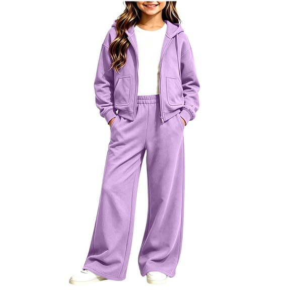 BXJX Girls Outfit Sets Size 10-12, Spring Fall Long Sleeve Zip up Hoodies and Sweatpants 2 Piece Sets