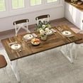 thumbnail image 3 of BedsPick 70" Large Dining Table for 6 , Indoor Outdoor Rectangular Farmhouse Kitchen Table with Thickness Wood Tabletop, X-frame Metal Legs for Living Room, Dining Room, Office, Courtyard, White, 3 of 8