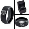 thumbnail image 4 of Tungsten Football Players Band Ring 8mm Men Women Comfort Fit Black Dome Brushed Polished, 4 of 4