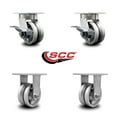 thumbnail image 2 of 4 Inch Kingpinless V Groove Semi Steel Wheel Caster Set 2 Brakes 2 Rigid SCC, 2 of 2