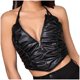 thumbnail image 1 of Moda Sexy mujer chaleco sin mangas con cuello en V señoras sólido vendaje Faux cuero Camis camisetas sin mangas cortas Pompotops lopia997328, 1 of 9