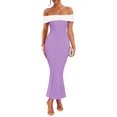 thumbnail image 1 of Vestido largo ZESICA 2025 para verano con hombros descubiertos, color lila, 1 of 6