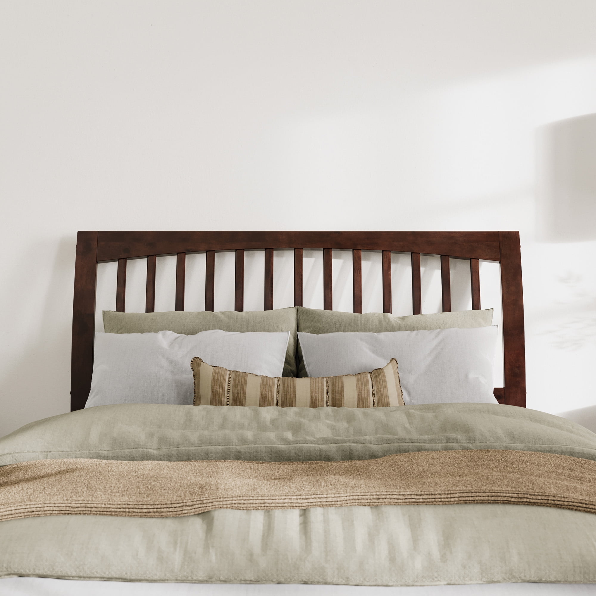AFI Orleans Queen Sleigh Solid Wood Slat Headboard, Walnut