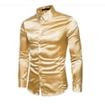 thumbnail image 2 of Camisas casuales de color sólido para hombres Camisas de manga larga con solapa brillante a la moda para hombres, 2 of 4