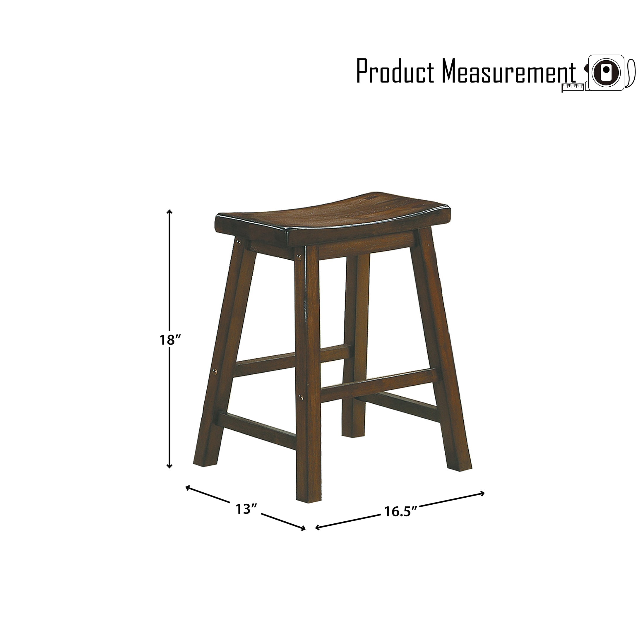 OakvillePark Gering Wood Saddle Seat Dining Height Stool (Set of 2), 18", Cherry