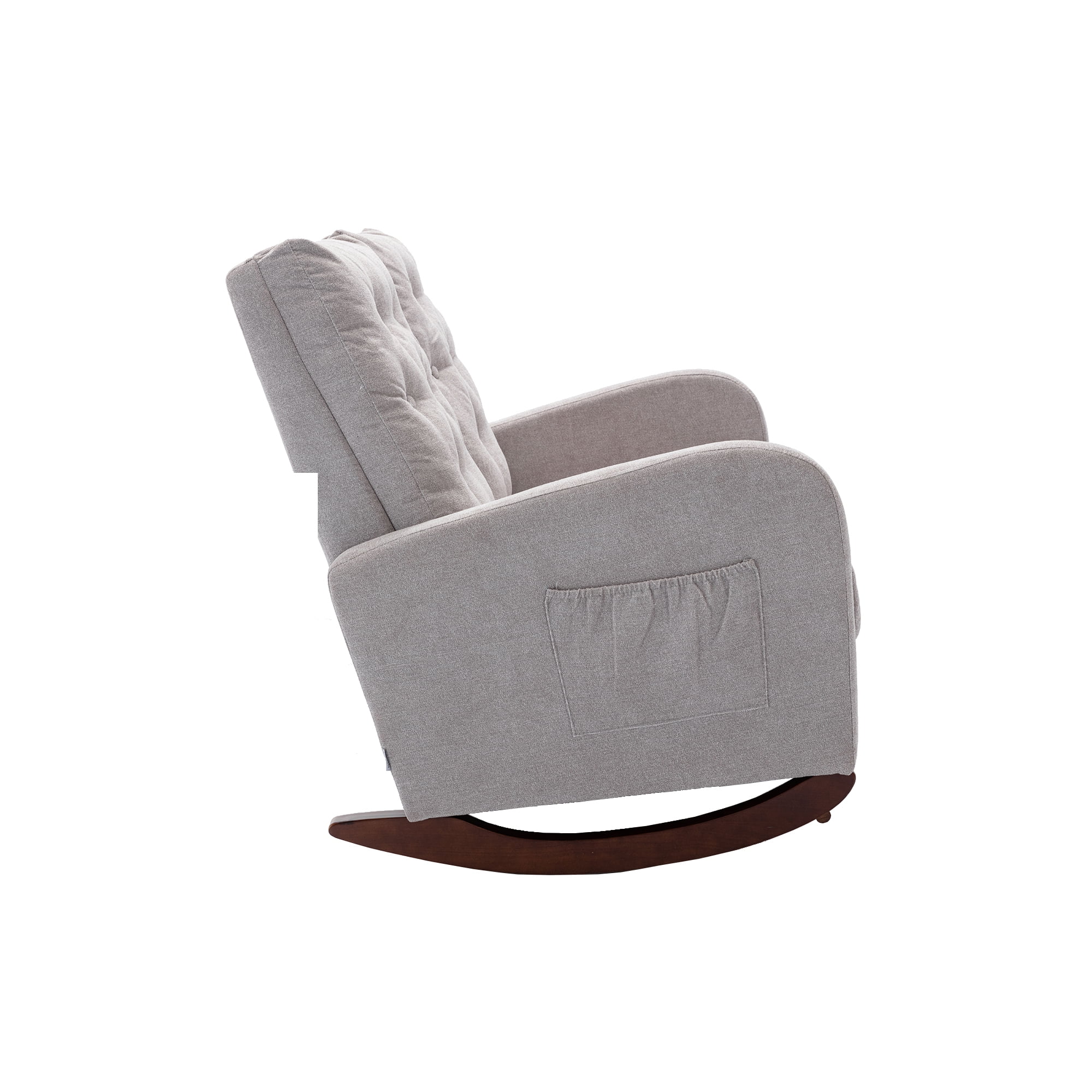 Bellemave Fashion Double Rocking Sofa with High Backrest and Pocket, Rocker Chair with Spacious Wing-back and Padded Seat for Living Room, Bedroom, Nursery(Gray)